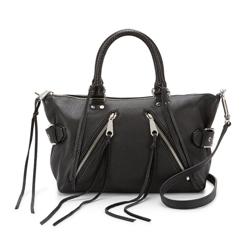 Rebecca Minkoff Black Leather Satchel with Silver Hardware